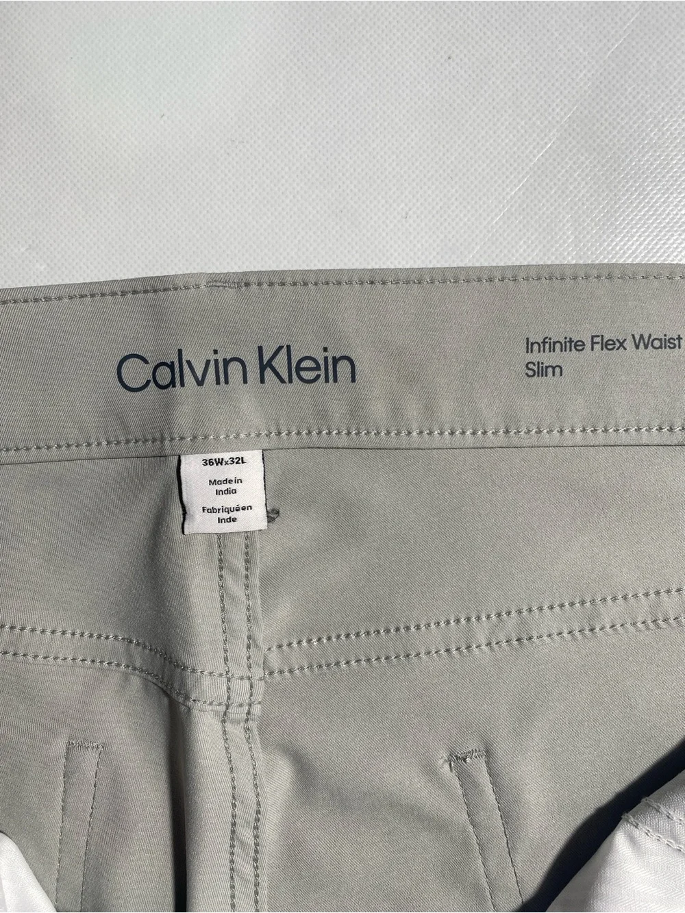NEW 36 x 32 Mens Calvin Klein Slim Fit Pants Flat Front Flex Waist Polyester $79